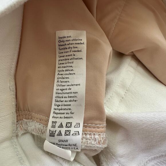 Spanx White Flare Raw Edge Pull On Stretch Cropped Jean Cotton Medium - Picture 7 of 7